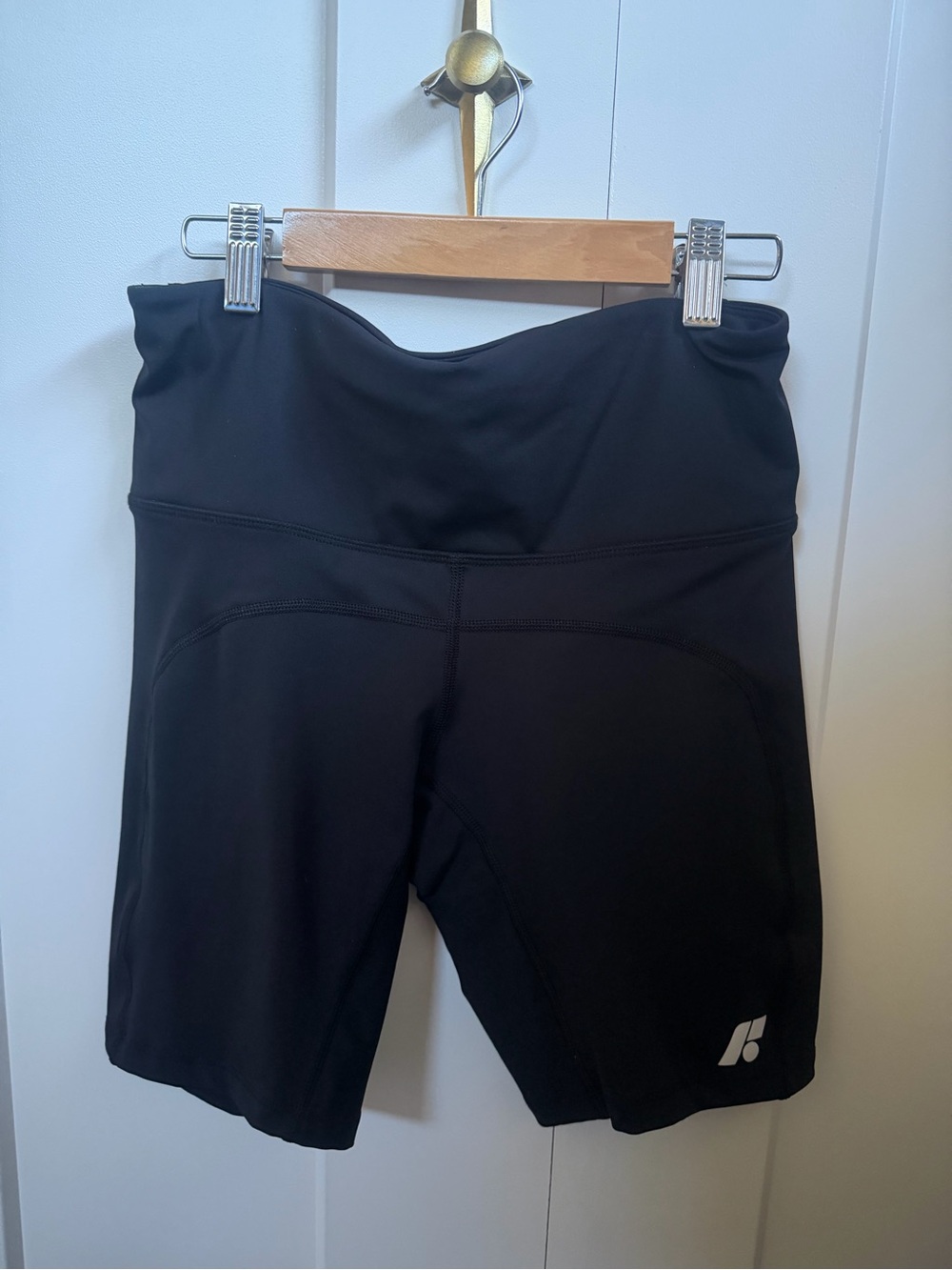 Black High-Waist Bike Shorts with Reflective Accent
